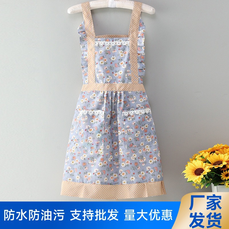 Nuevo delantal coreano, flor frita adorable, gruesa, resistente al desgaste, impermeable, mano limpiable, cocina doméstica, cintura para hombres y mujeres