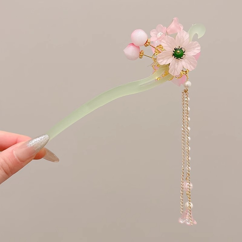 女性用の新しい中国風の木製ヘアピン、ハイエンドの古代スタイルのタッセルヘアピン、後頭部に多用途のヘアピンとヘッドドレス|undefined