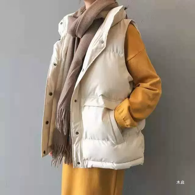 Жилет с пухом, короткие демисезонные тёплые джинсы для студентов, oversize, корейский стиль
