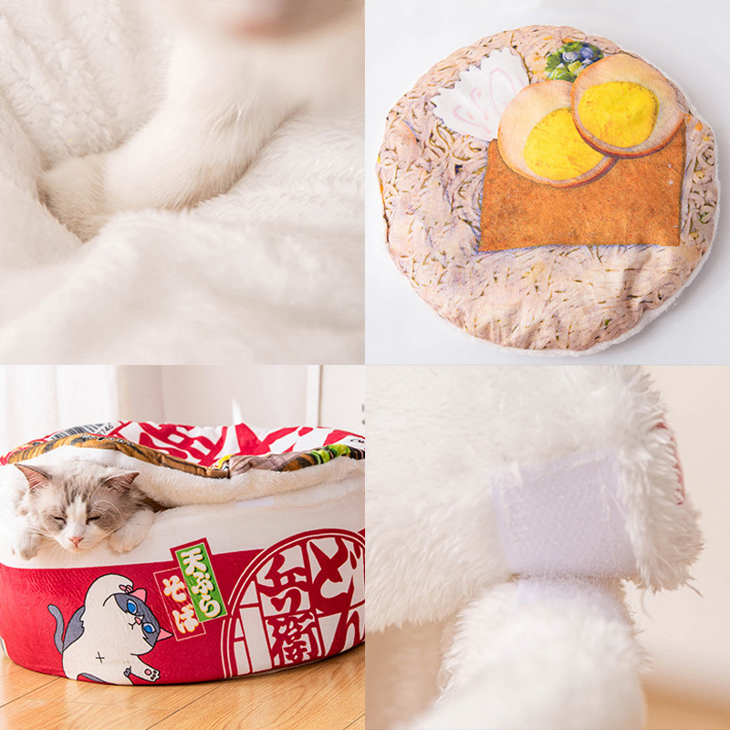 Winter Warm Noodle Cat Bed Enclosed Pet Sleeping Bag Removable_voghion.com