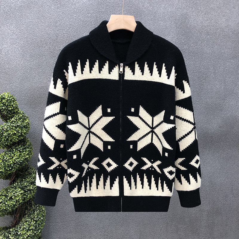 Chaqueta de Punto con Cierre de Botones para Hombre de Poliéster Transpirable para Invierno