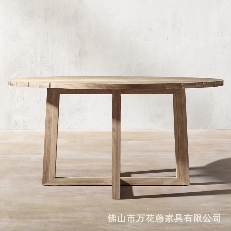 Mesas y sillas al aire libre de ocio nórdico personalizadas combinación de patio de villa al aire libre jardín impermeable muebles de madera maciza mesa de comedor silla de mimbre