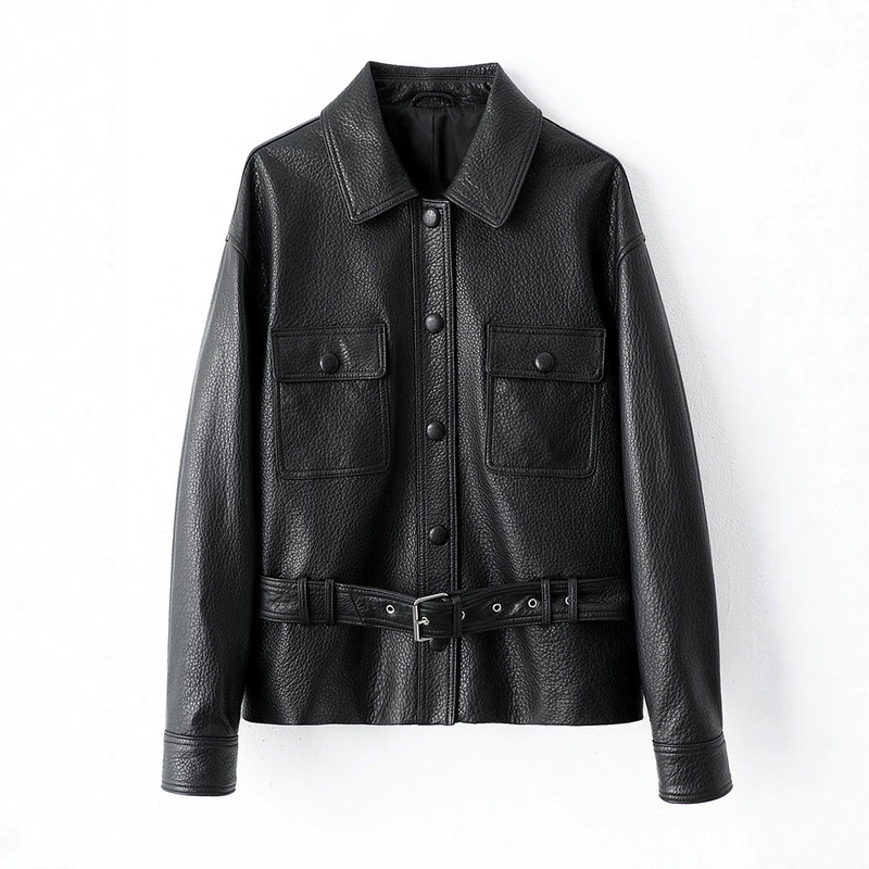 Song Jia's Same Style Genuine Leather Lychee Pattern First-Layer Sheepskin Women's 2026 Autumn and Winter New Casual Short Leather Jacket Song Jia's Same Style Genuine Leather Lychee Pattern First-Layer Sheepskin Women's 2026 Autumn and Winter New Casual Short Leather Jacket