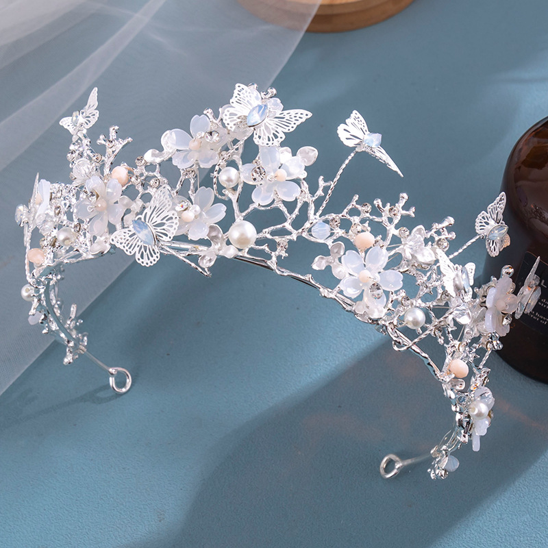 Wedding, Tea Party, Engagement Occasion Alloy Material Women's Elegant Bridal Streetwear Crown Flower Alloy Plating Inlay Rhinestones Hair Band