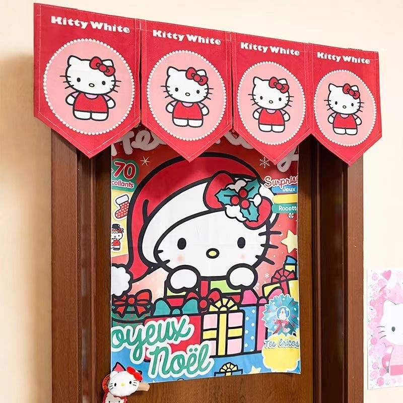 hellokitty卧室门帘三角旗帘家用宿舍门短帘少女心遮挡帘可爱吊饰