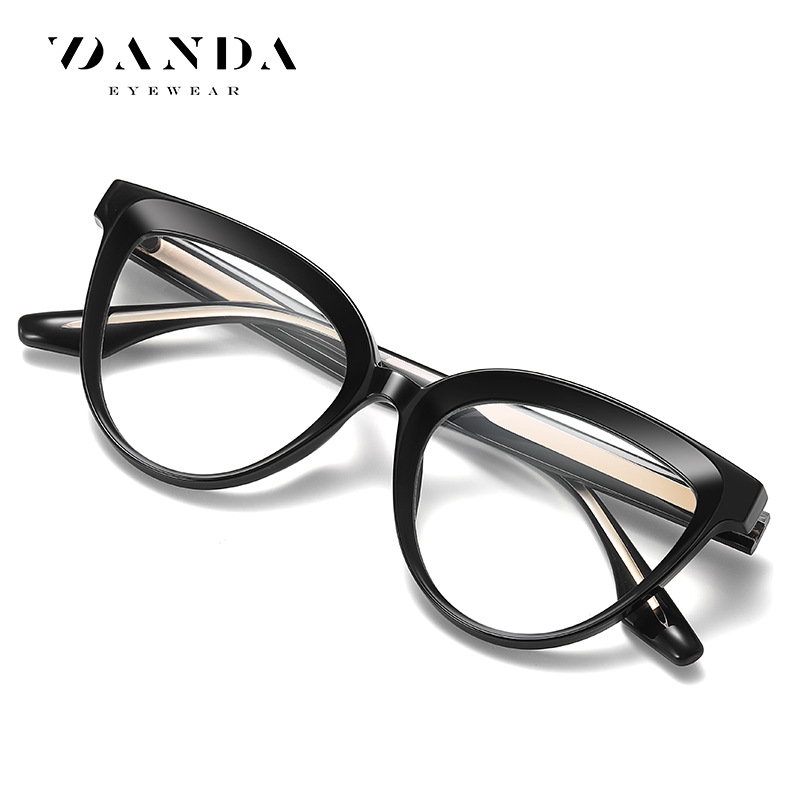 Nuevo Marco de gafas de moda Marco de ojo de gato femenino gafas lisas ultra ligero TR-BC905 placa pin pierna anti-azul gafas de luz