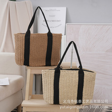 2025年新款欧美复古风草编单肩包大容量菜篮子包单肩手拎两用包包