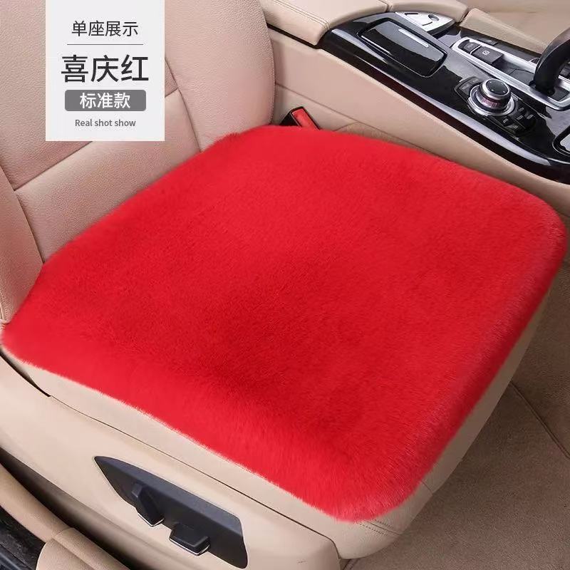 Five-piece set of winter-proof, faux rabbit fur car seat cushions, designed to keep you warm, with a non-shedding, universal fit for all car seats