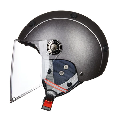 Women, Winter Half Helmet, Safety – Motosiklet kaskı (dəbilqə) - matt-silver-gray-transparent-long-mirror-one-size-fits-all-l