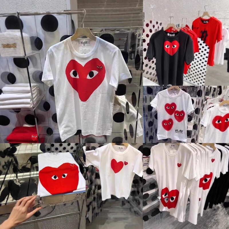Authentic Japanese Street Style Couple's 260g Heavyweight Pure Cotton Short-Sleeve Unisex Trendy Brand Comme Des Garçons Play Heart T-Shirt Authentic Japanese Street Style Couple's 260g Heavyweight Pure Cotton Short-Sleeve Unisex Trendy Brand Comme Des Garçons Play Heart T-Shirt