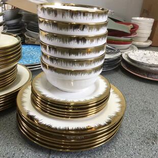 18�^僽��մɲ;���P����18pcs gold rim porcelain dinner set
