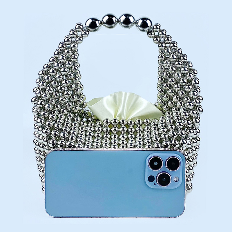 412g Weight Polyester Lining Material Beading Fashion Element String Closure Type Top Handle Strap Type Bucket Bag Bags Type Daily, Street, Shopping Occasion Plastic Material New Year Festival Solid Color Pattern All Seasons Season Women's Gender Elegant, Streetwear Style Pillow Shape Shape Small Size Women's Small Plastic Solid Color Elegant Streetwear Beading Pillow Shape String Bucket Bag 23