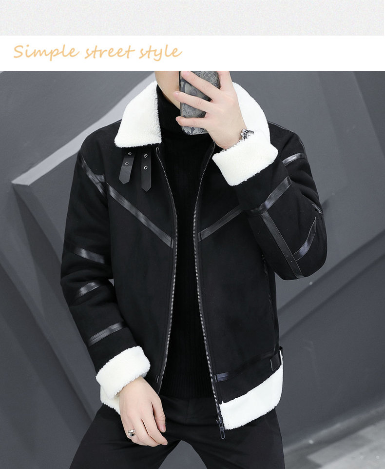Men's Leather Jacket With Velvet Lining And Fur Collar Warm_voghion.com