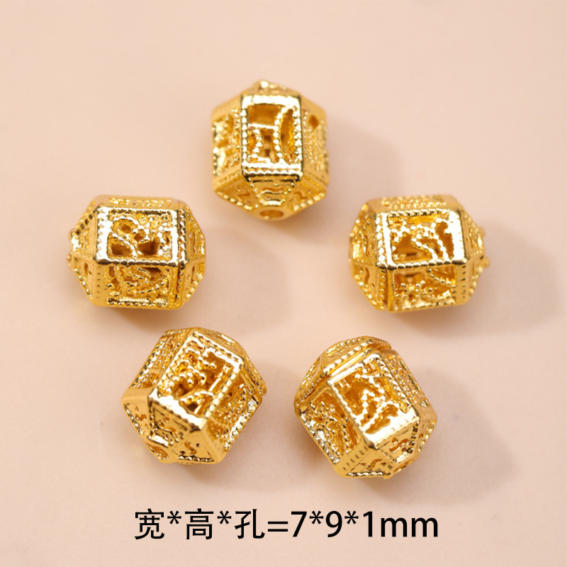 高保色铜镀金镶锆石珍珠跑环隔珠配件 镂空珠手链项链隔珠串珠diy|undefined