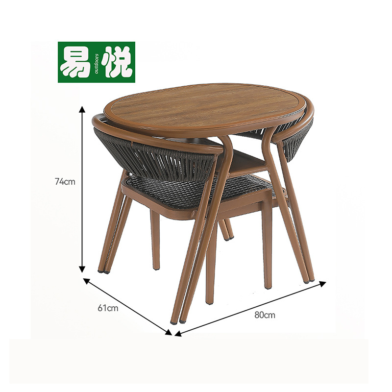 Mesa y silla de balcón, silla de caña casual, combinación de tres piezas, combinación de mesas de té y sillas domésticas de lectura popular en línea de pequeña casa