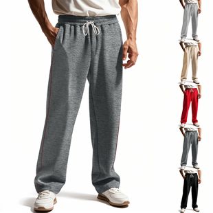 Cross-Border American Style New Men's Spring and Autumn Wear-Resistant Heavy Terry Loose Sports Casual Trendy Scimitar Sweatpants in Stock