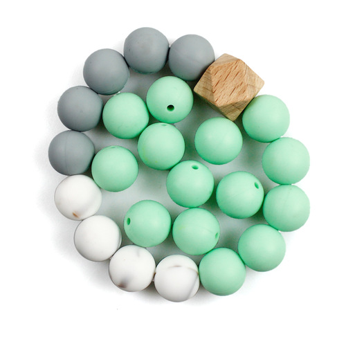 New solid color silicone beads DIY beads baby teething bracelet round beads teether necklace bracelet jewelry accessories