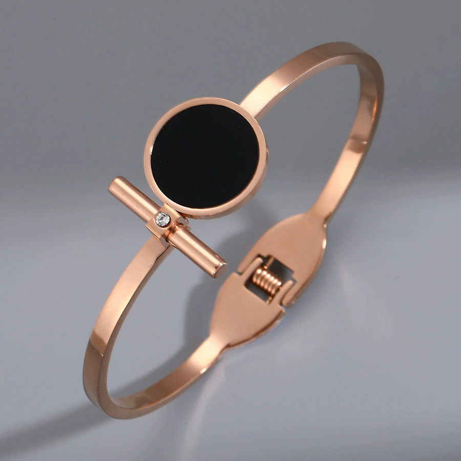 Golden women's bracelet stainless steel, zirconium, jewelry, accessory, pink gold, high-end, light luxury style