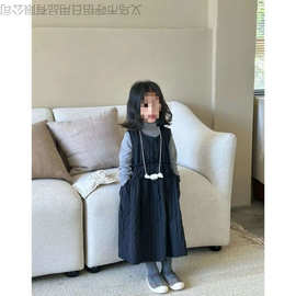 女童纯色背心裙24秋季新款韩版连衣裙洋气女宝宝森系公主裙两件套