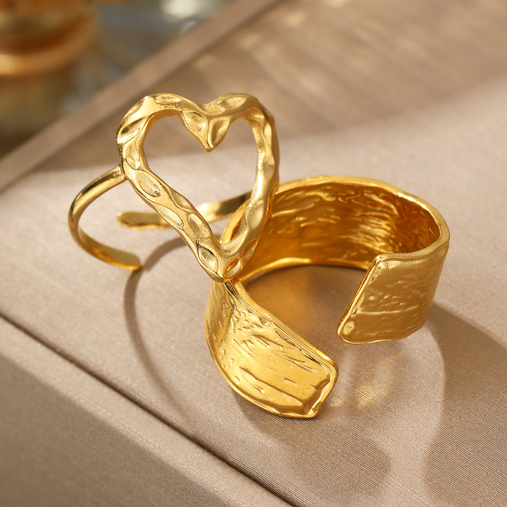 Holiday, Daily Occasion Wholesale Jewelry Simple Style Classic Style Heart Shape 304 Stainless Steel Plating Stainless Steel Rings