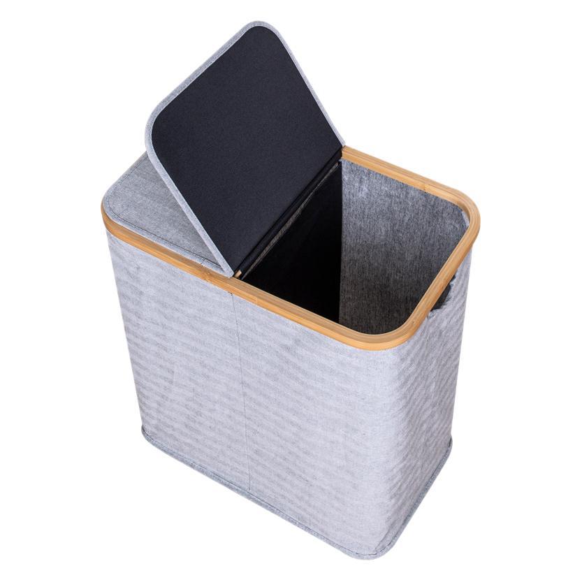 Cesta de ropa sucia portátil de bambú anillo casero cesto de ropa sucia tela oxford cesto de ropa impermeable caja de almacenamiento de ropa plegable