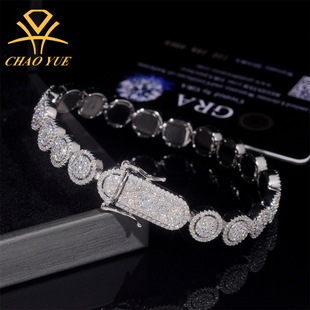 Cross-border hot-selling round s925 silver vvs moissanite fashion bracelet European and American men's and women's personalized trend jewelry