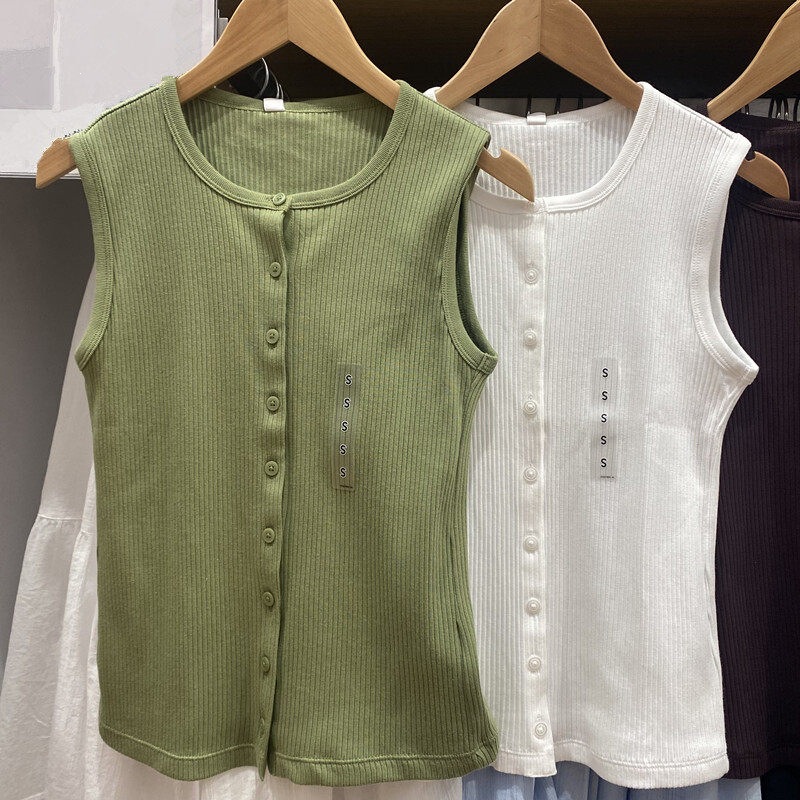Women's Slim-Fit Front-Button Sleeveless Cardigan with Round Neck and Straps, New Spring/Summer Style 484226 Women's Slim-Fit Front-Button Sleeveless Cardigan with Round Neck and Straps, New Spring/Summer Style 484226
