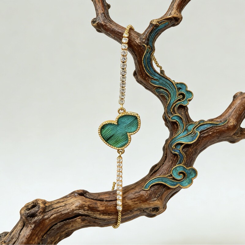 【Jade Bracelet】Souvenir in New Chinese Style, Handmade Peacock Feather Adjustable Bracelet, Popular Item in Tourist Attractions 【Jade Bracelet】Souvenir in New Chinese Style, Handmade Peacock Feather Adjustable Bracelet, Popular Item in Tourist Attractions