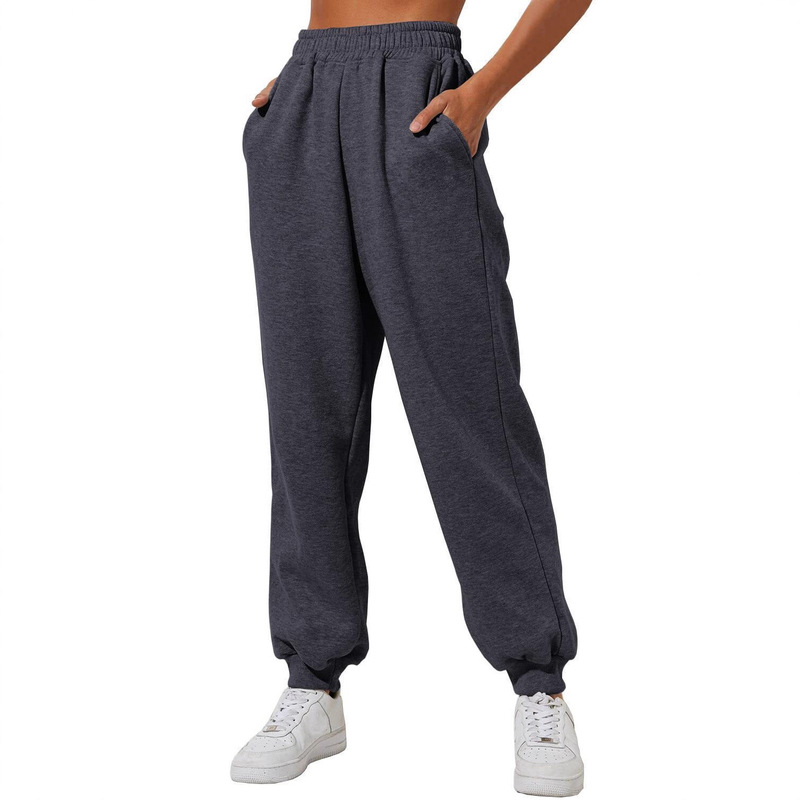 New Amazon 2025 Women's High Waist Loose Sweatpants Plaid High Waist Jogging Pants Casual Solid Color Sweatpants Women