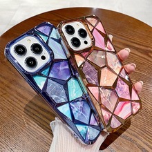 适用苹果14手机壳新款电镀大理石iphone15Promax保护套硅胶13高级