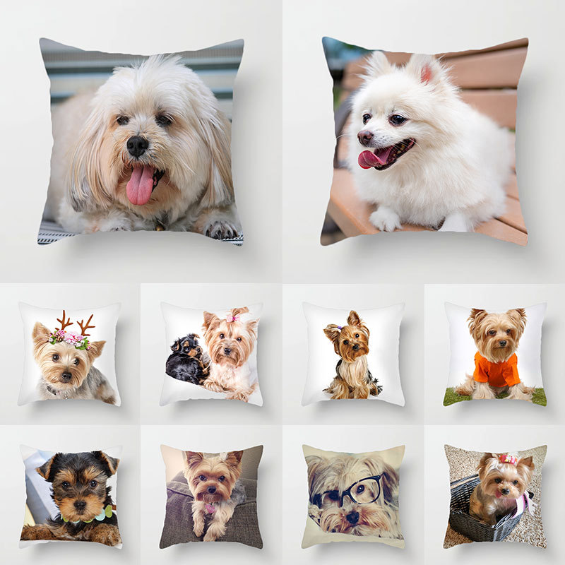 Cute pet dog short plush pillow sofa cushion car office nap bed living room pillow factory outlet