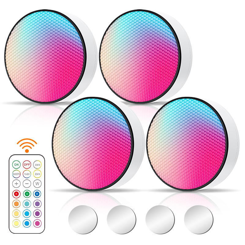 Luz ambiental para gabinetes de cocina con control remoto de 13 colores, luz nocturna LED multicolor con batería, activación táctil, diseño de bola de hielo