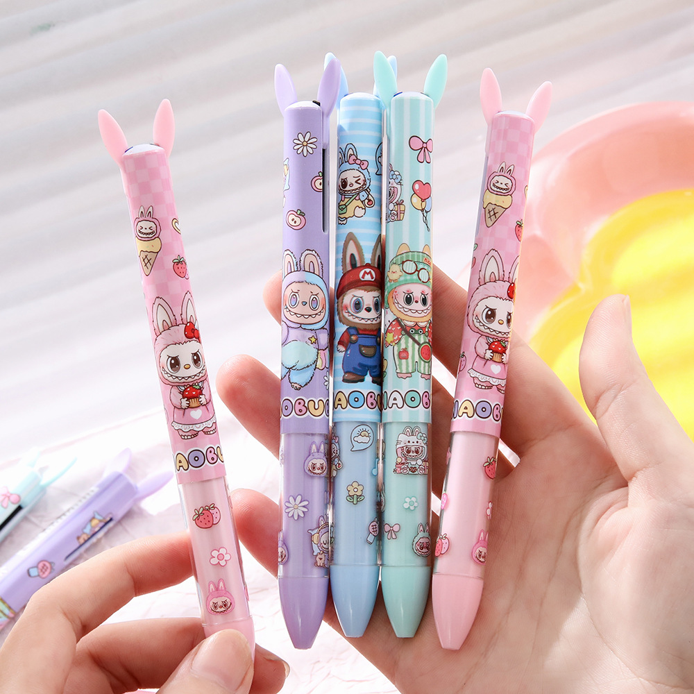 Lápiz de bolas de dos colores lápiz de oído creativo azul y negro lápiz de papelería para estudiantes lápiz