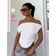 X 29560 Off Shoulder Ruched Crop Top һ�ּ�������������