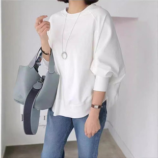 Japanese and Korean Style Lazy Style Solid Color Bat Sleeve Sweater Women's 2024 Autumn and Winter Design Sense Jumper New Top