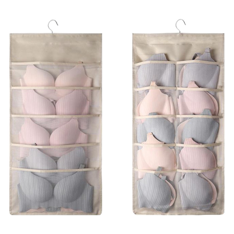 Bolsa de almacenamiento de ropa interior colgante de pared armario de doble cara artefacto calcetines domésticos colgando sujetador bolsa dormitorio