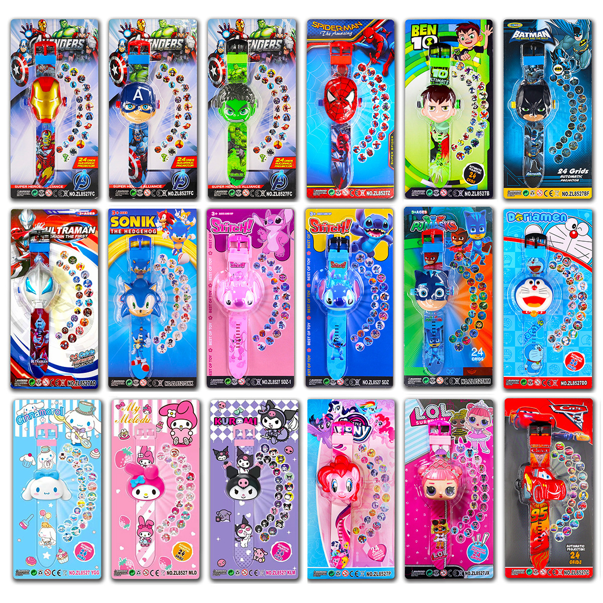 Cross-border children's flip watch for girls, Peppa Pig 24-image projection electronic watch, boys' toy gift