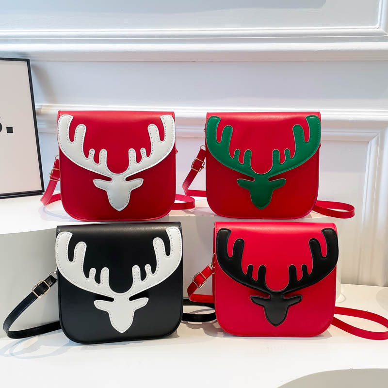 跨境圣诞节小鹿单肩斜挎包2025新款小众设计森系女少女小方包