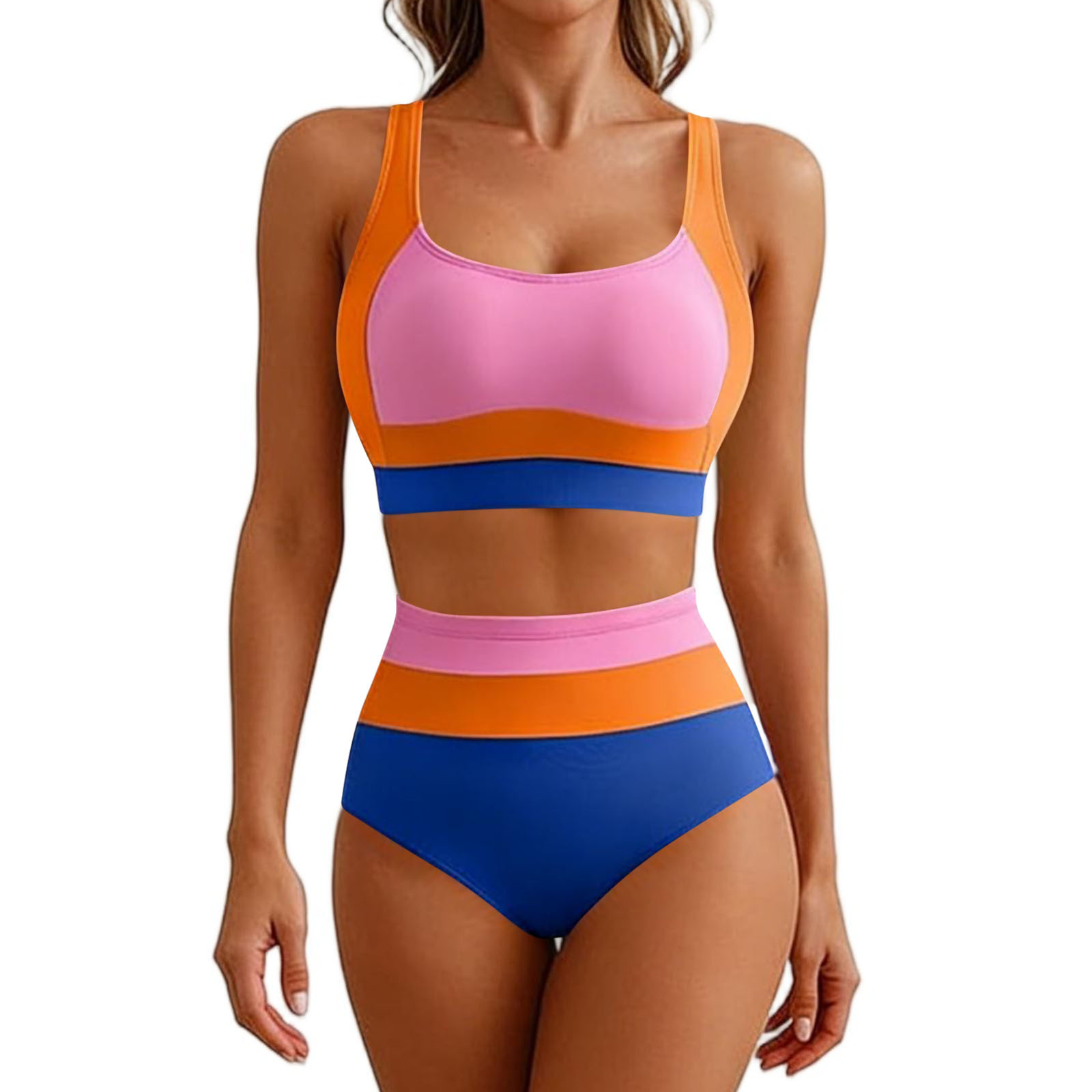 Women's Slimming Two-piece Bikini Set Solid Colour Swimwear_voghion.com