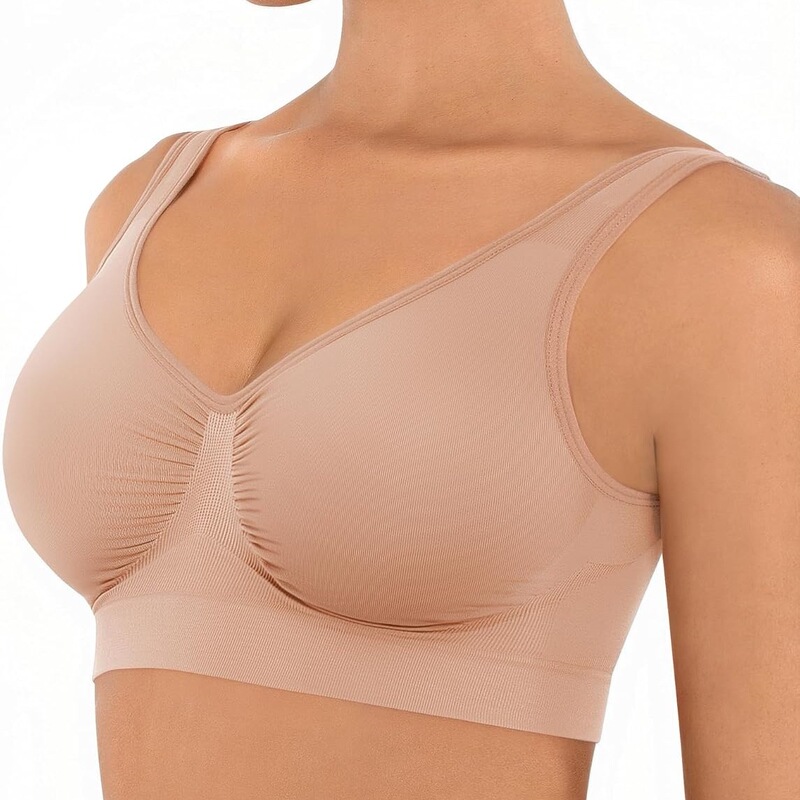 Feelingirl Women's Bra No Wire Seamless Smooth Bra Full Coverage Comfortable Everyday Bra with Wide Straps