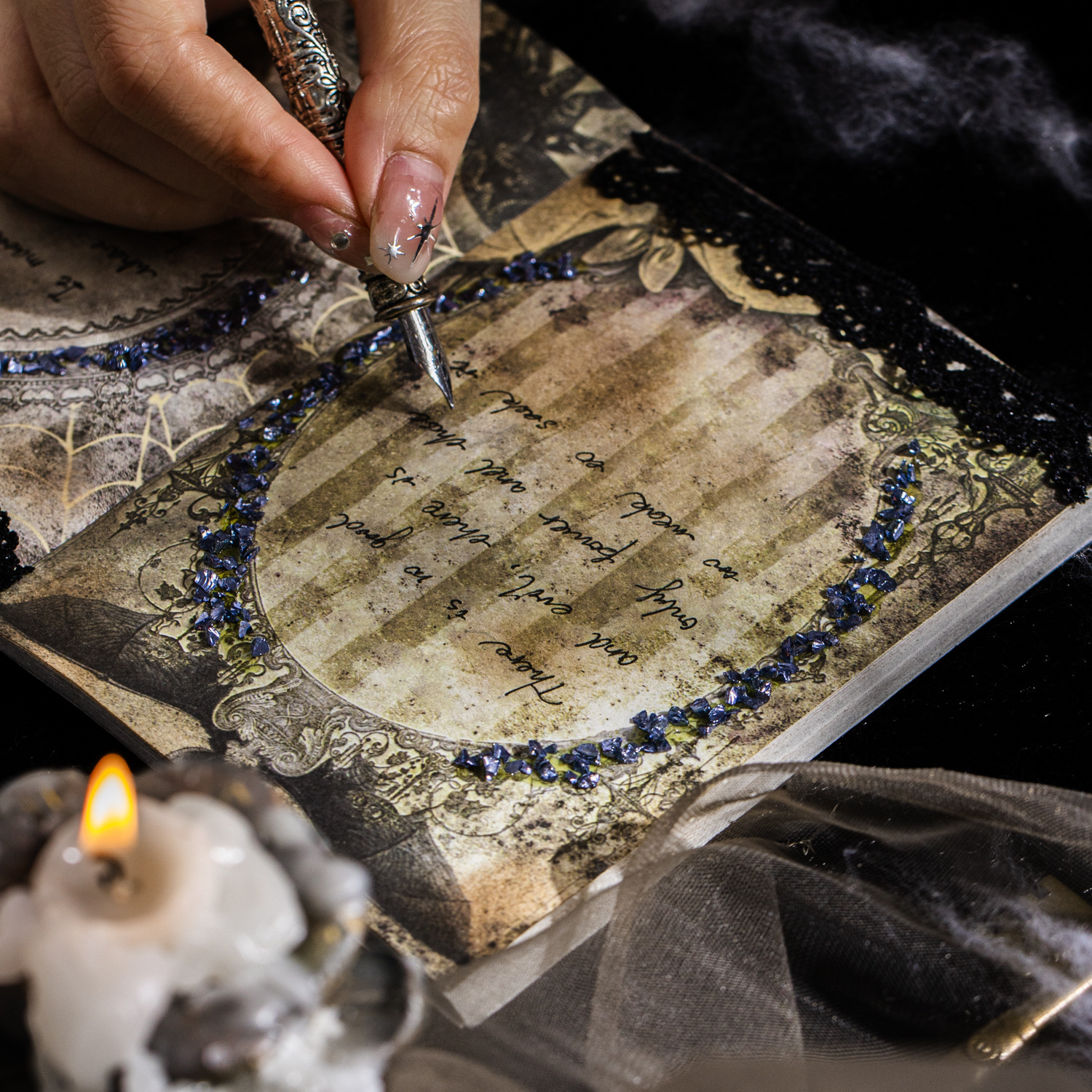 Hermoso día material libro Magic College Series retro oscuro serie mano cuenta decoración base 60 unidades 6 modelos