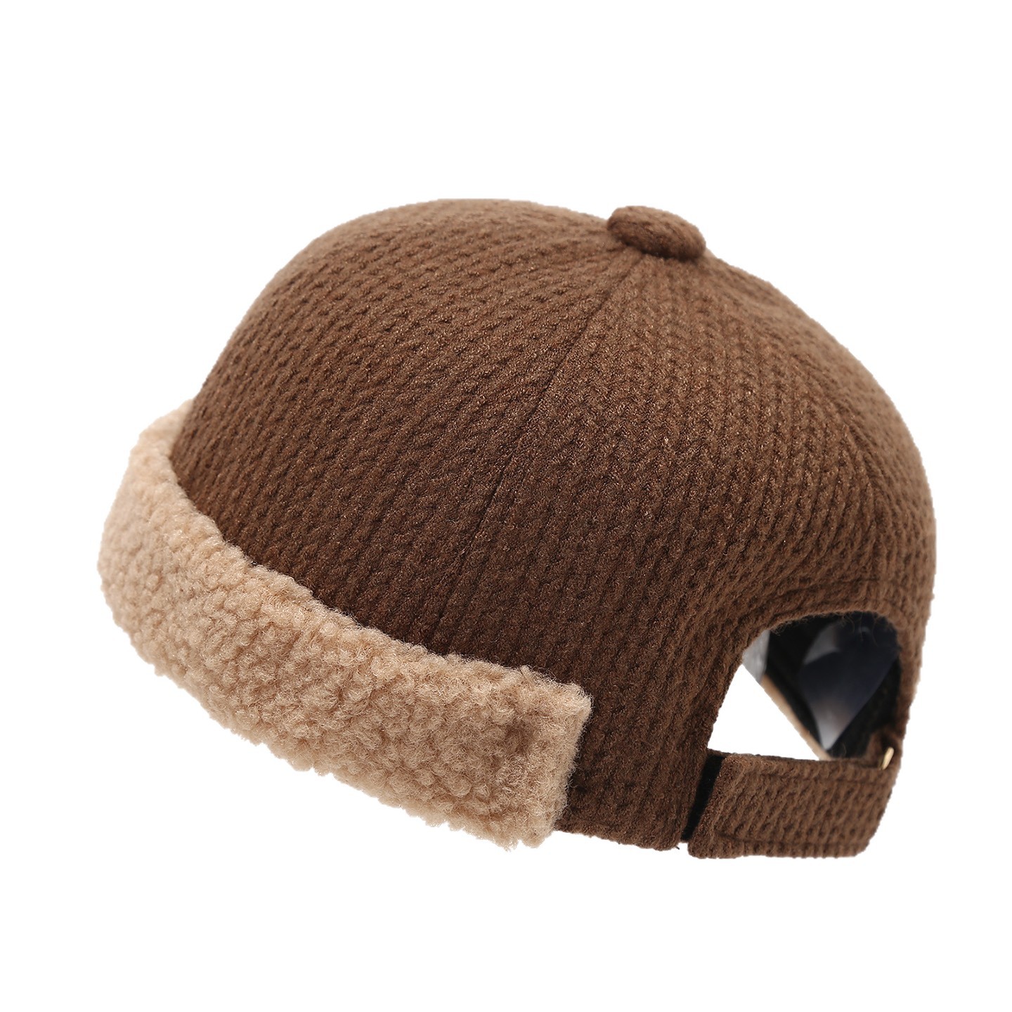 Ins sombrero hombre nuevo estilo retro otoño invierno engrosado empalme sombrero sin cornisa sombrero de piel de melón de moda damas de color sólido image 6