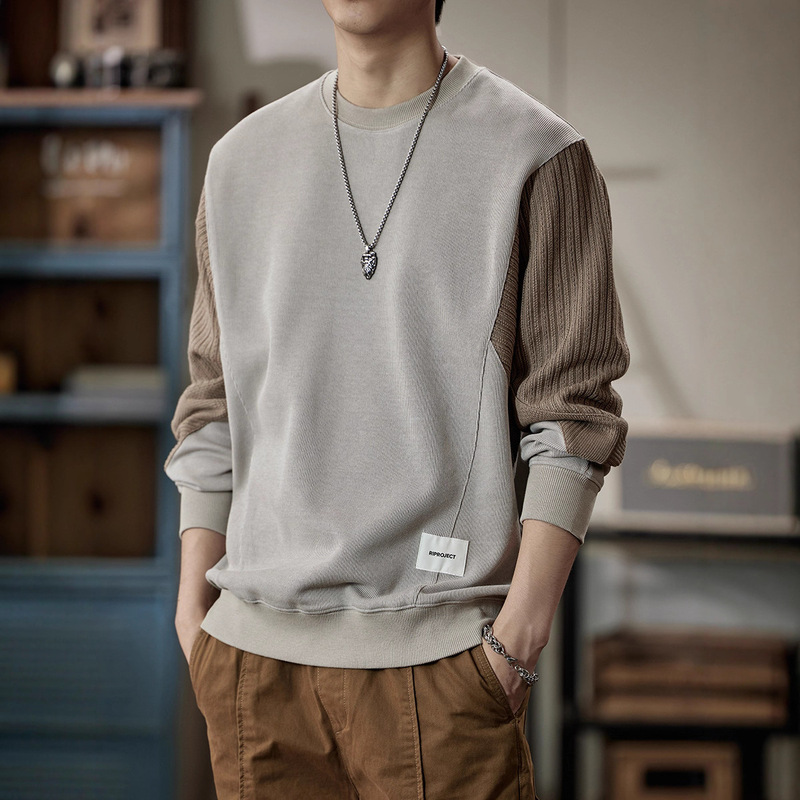 Men's Sweatshirt Spring/Summer Style Loose Stylish Trendy Beige High-End Men's 2026 New Knit Jacket Top Men's Sweatshirt Spring/Summer Style Loose Stylish Trendy Beige High-End Men's 2026 New Knit Jacket Top
