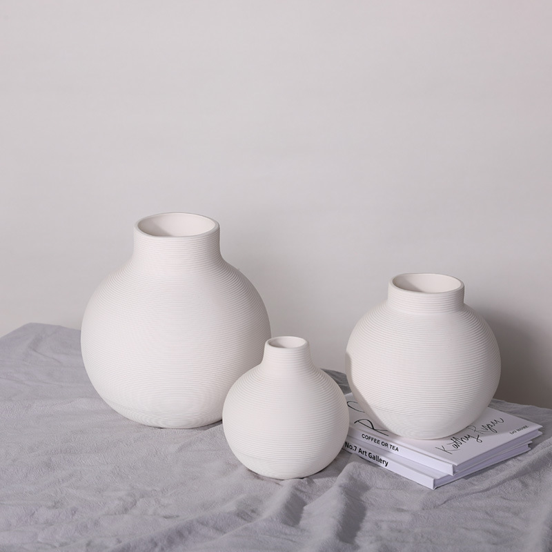 INS estilo arte blanco cerámica florero decoración creativa sala de estar flor arreglo hogar pasillo modelo habitación suave Decoración