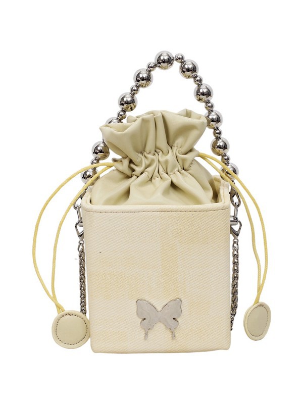 Bolso de cadena de perlas portátil para mujeres 2026 nuevo estilo coreano de nicho de cuerda de tirón sellado de moda de hombro mochila