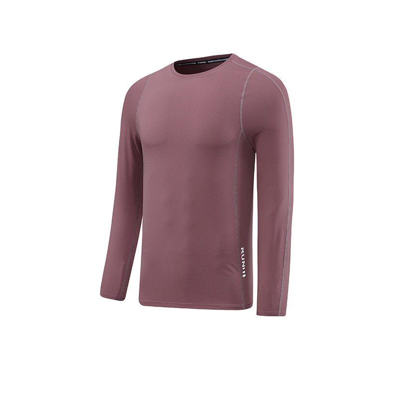Camiseta Deportiva Elástica de Cuello Redondo, Estilo Europeo y Americano, Delgada, de Secado Rápido, de Manga Larga para Hombre, para Correr, Fitness, Baloncesto y Entrenamiento