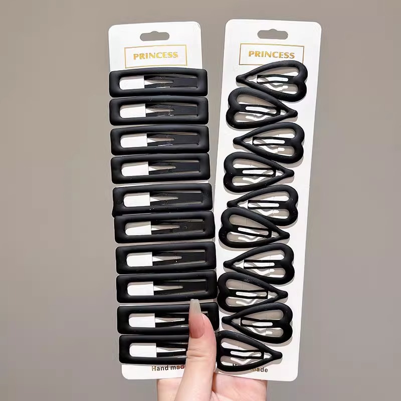 Clips de pelo negro simple esmaltado verano cabello fruncado clips frontal lateral tocado temperamento clips bb mujeres