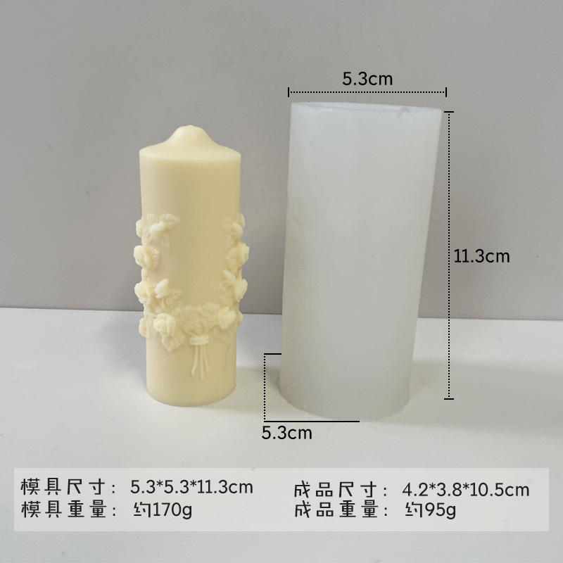 Tallada cilíndrica aromaterapia vela molde de estilo europeo de lujo retro tallado floral aromaterapia difusor molde de silicona