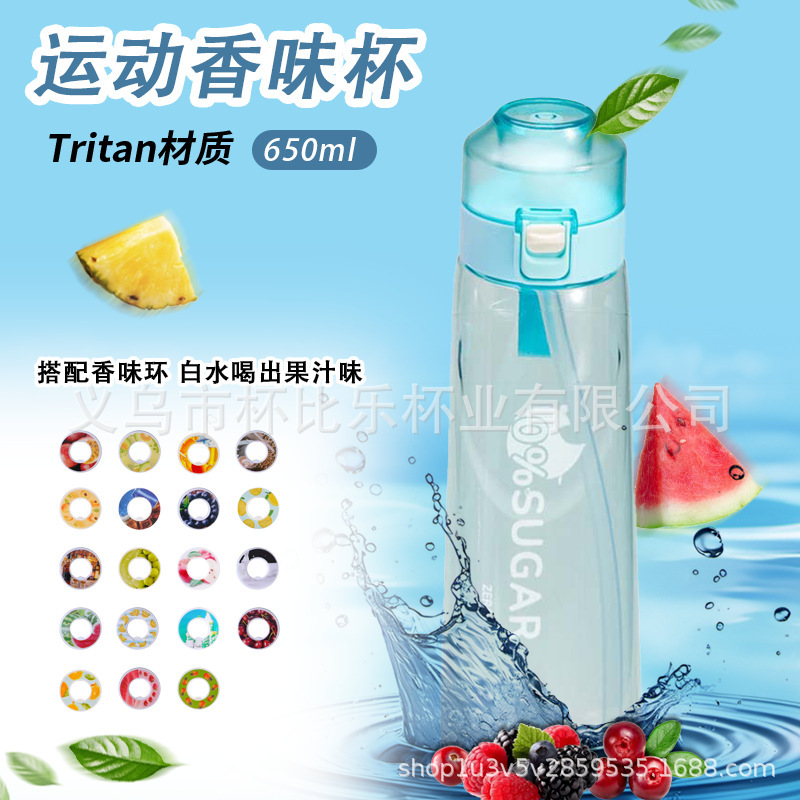 跨境爆款豆荚气味环太空杯萃香水果香味环0糖0卡Tritan耐高温水杯|undefined