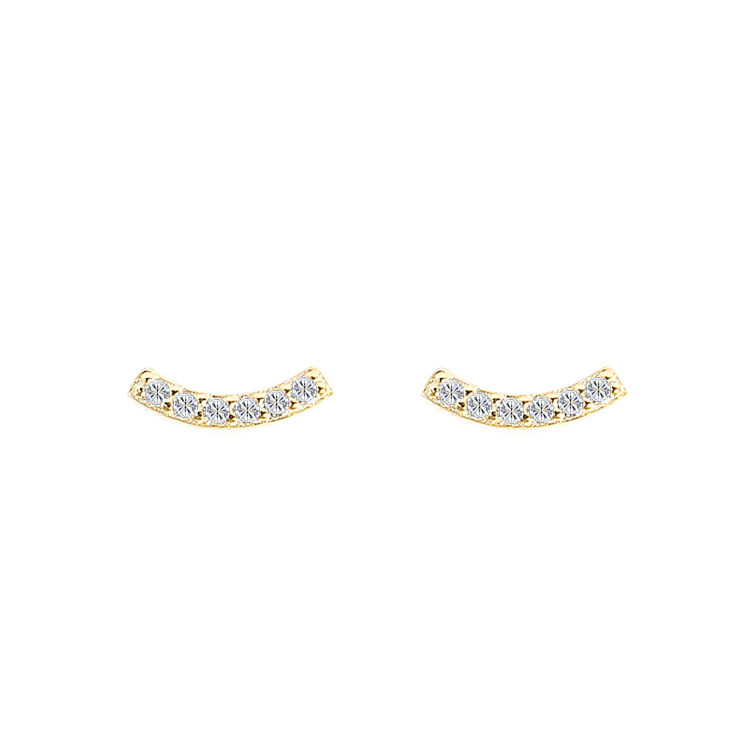 Sunburst Diamond-Studded Smile Earrings For Women, Simple Unique Design, Trendy And Elegant, Compact Earrings, High-End_voghion.com
